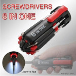 Obeng Serbaguna 8 in 1 Screwdriver Flashlight Senter LED Multifungsi